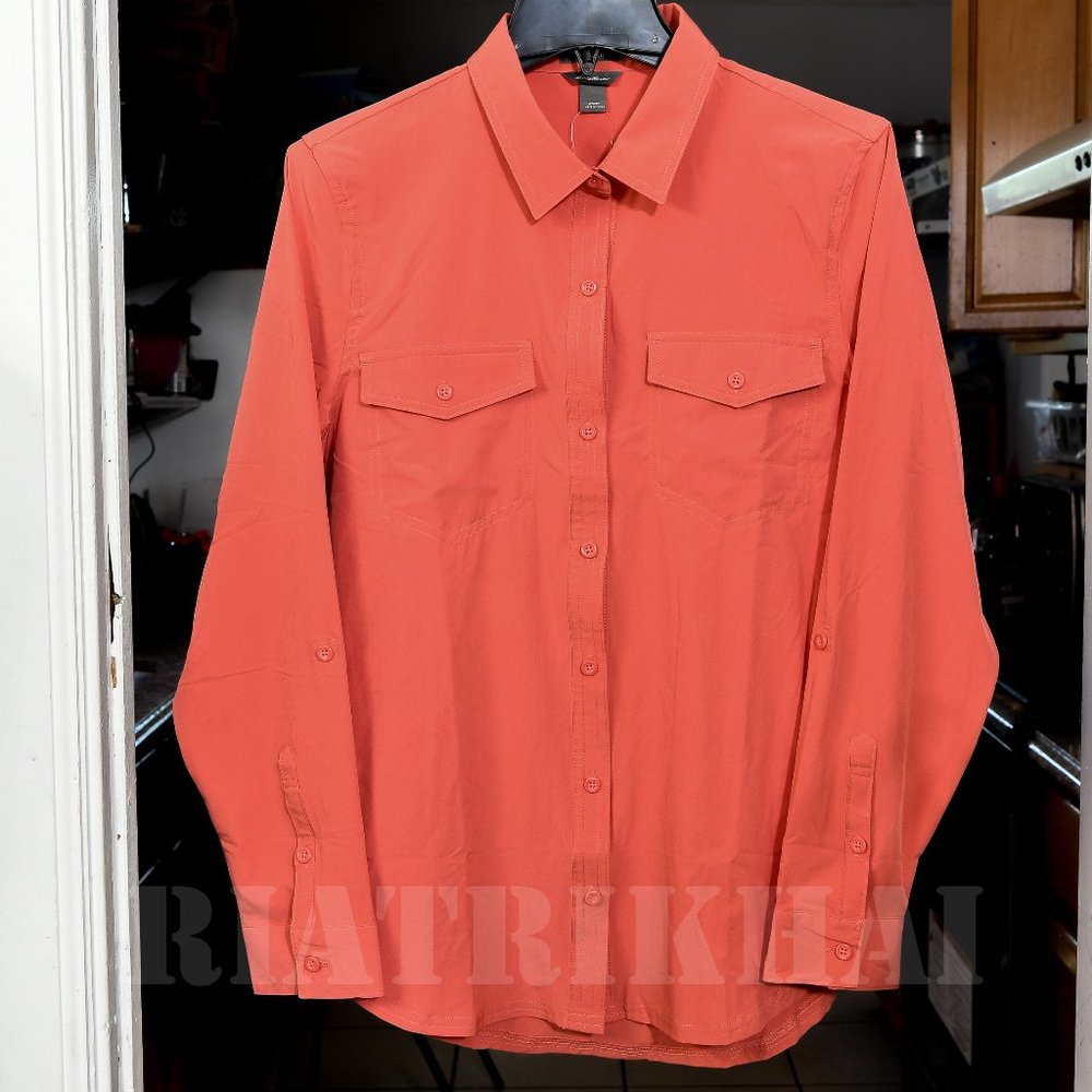 Eddie Bauer Women’s Departure Shirt RED - Picture 3 of 5